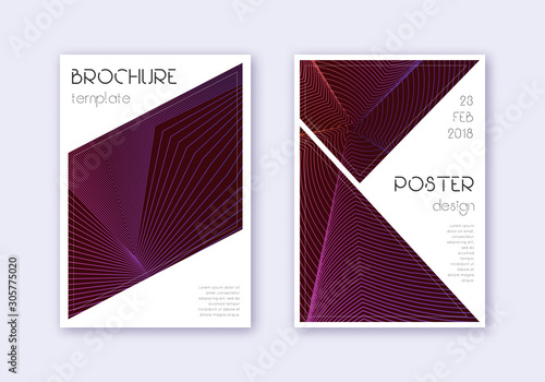 Triangle cover design template set. Violet abstrac