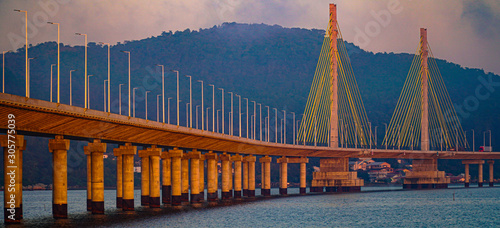 Quadro em tela ponte anita garibaldi laguna santa catarina amanhecer arquitetura