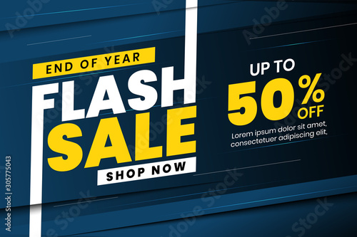 End of year flash sale banner discount up to 50% off
