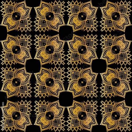 luxury gold batik pattern background , Batik Indonesian is a technique of wax-resist dyeing applied to whole cloth