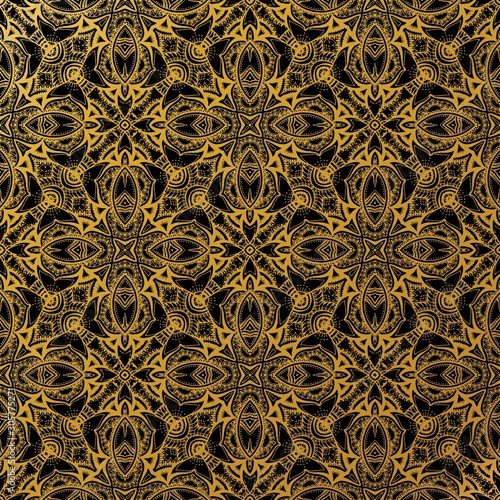 luxury gold batik pattern background , Batik Indonesian is a technique of wax-resist dyeing applied to whole cloth