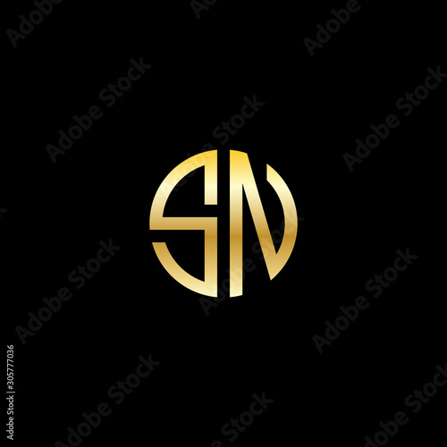 circle sn logo, gold color . vector