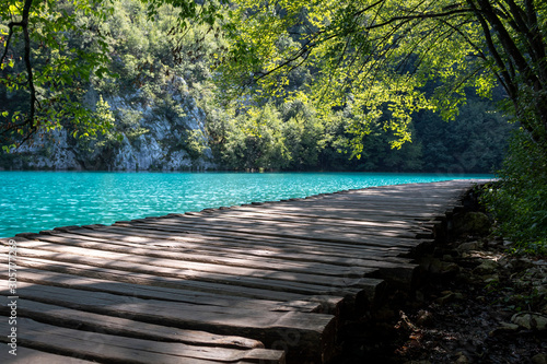 Footbridge over Lake Plitvice, Croatia