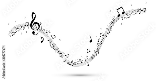 striscia, onda, linea, ondulata, note, musica, spartito, 