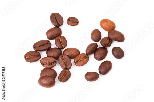 Coffee beans isolated on a white background area for copy space.