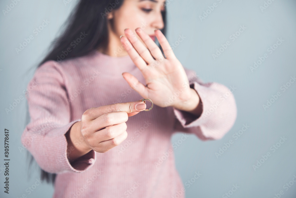 woman hand stop sign in ring woman hand stop sign in ring