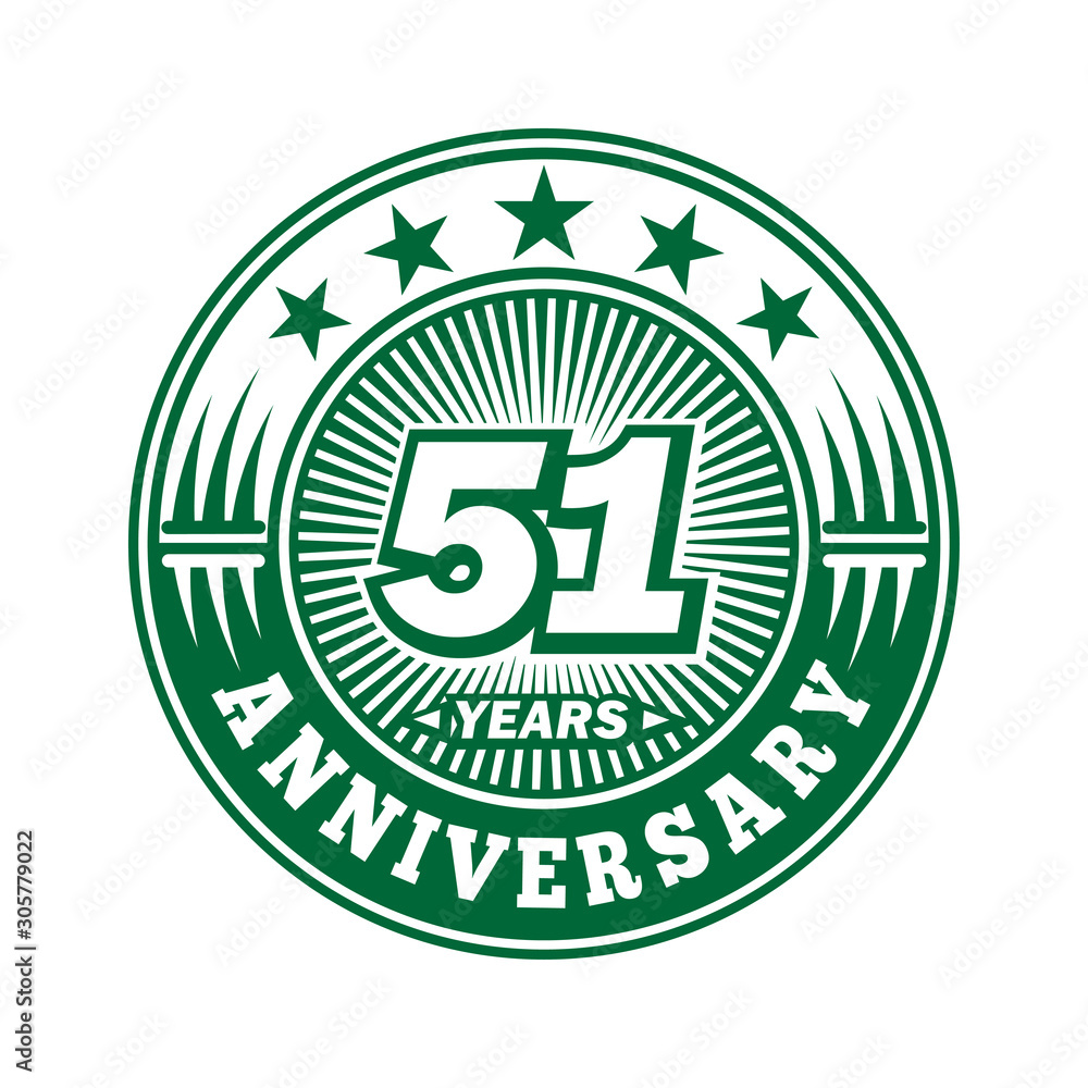 51 years logo. Fifty-one years anniversary celebration logo design. Vector and illustration.