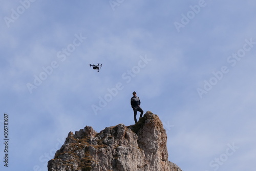 Drone with climber photo