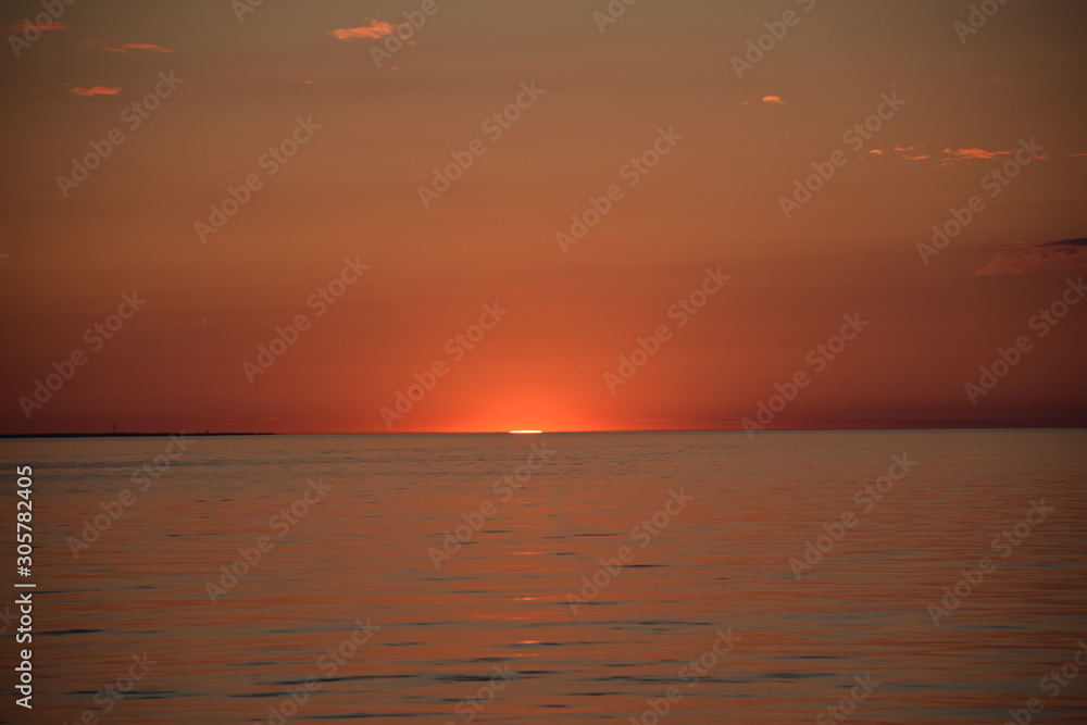 landscape with sunset on the sea