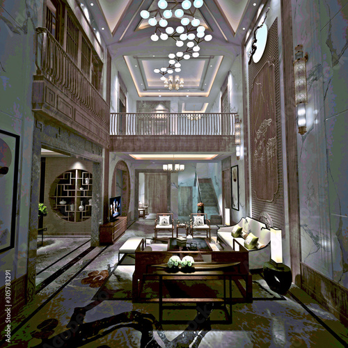 3d render of modern living room interior.