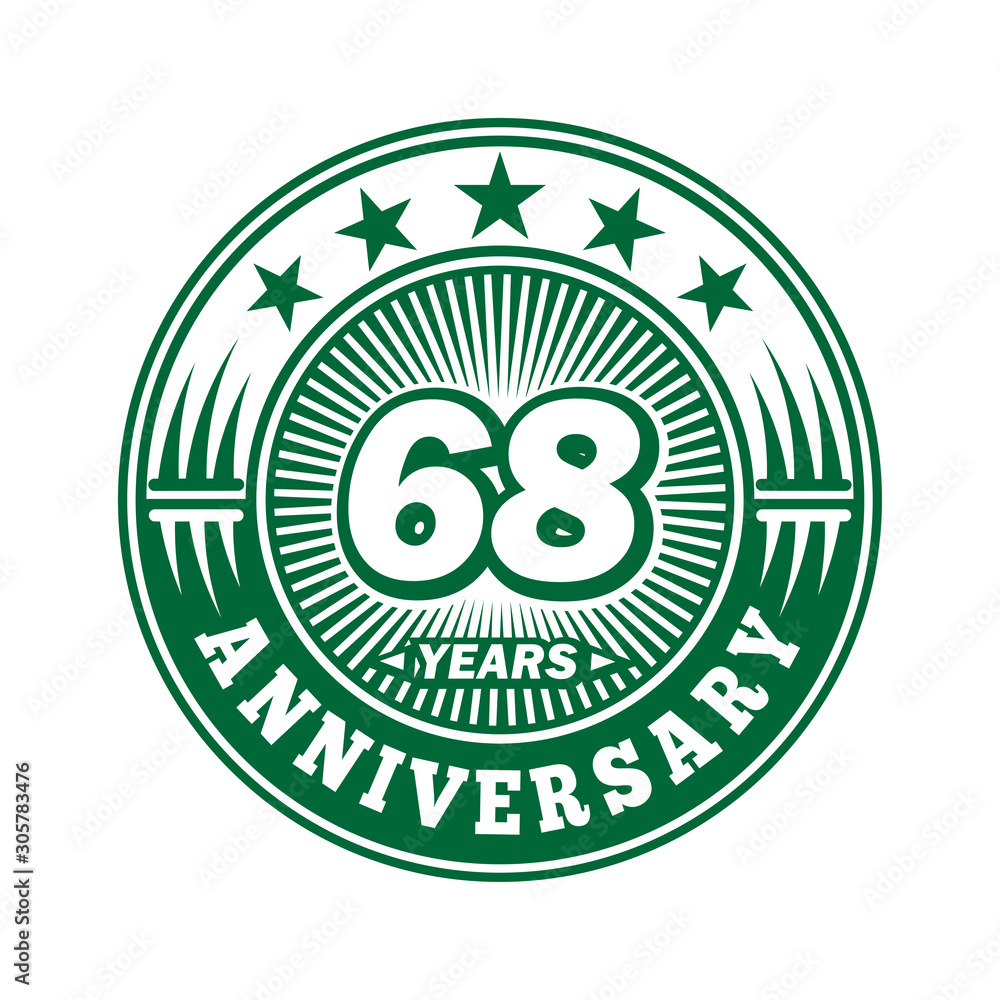 68 years logo. Sixty-eight years anniversary celebration logo design. Vector and illustration.