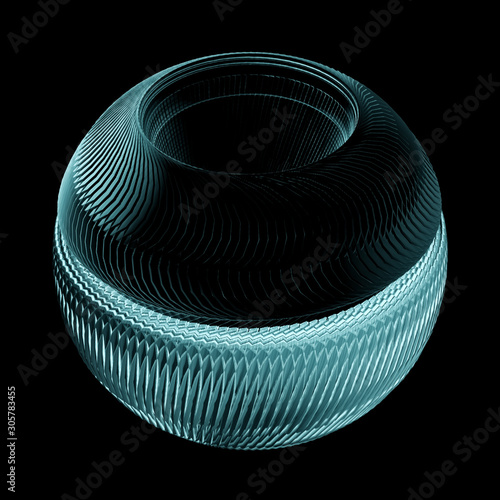 Fituristic Exhauster Or Turbine. Sci-Fi Element For Spaceship Isolated On Black Background photo