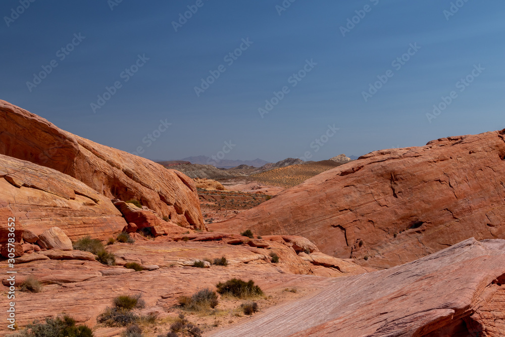 Desolate view of red sanstone rock in the Multi coloured sandstone rock formations in the Valley of Fire State Park, Nevadaalley of Fire State Park, Nevada