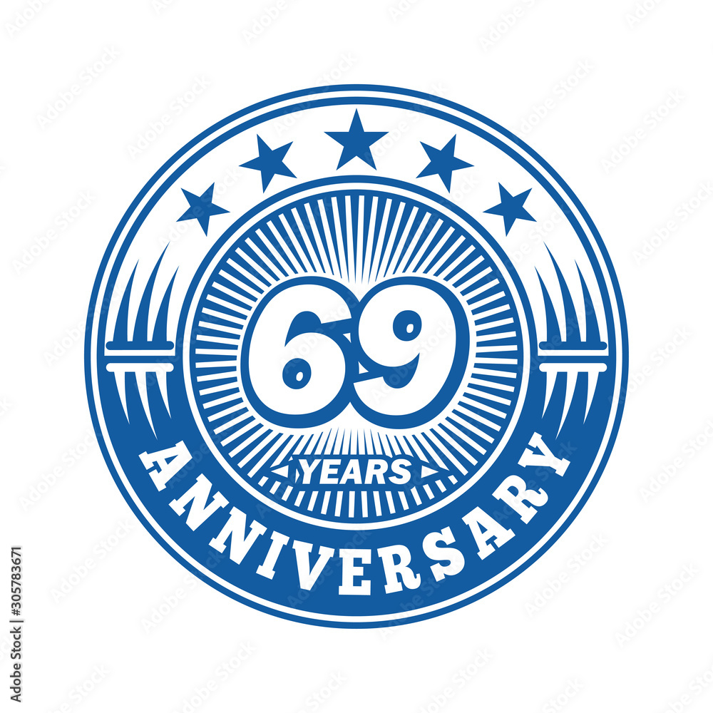 69 years logo. Sixty-nine years anniversary celebration logo design. Vector and illustration.