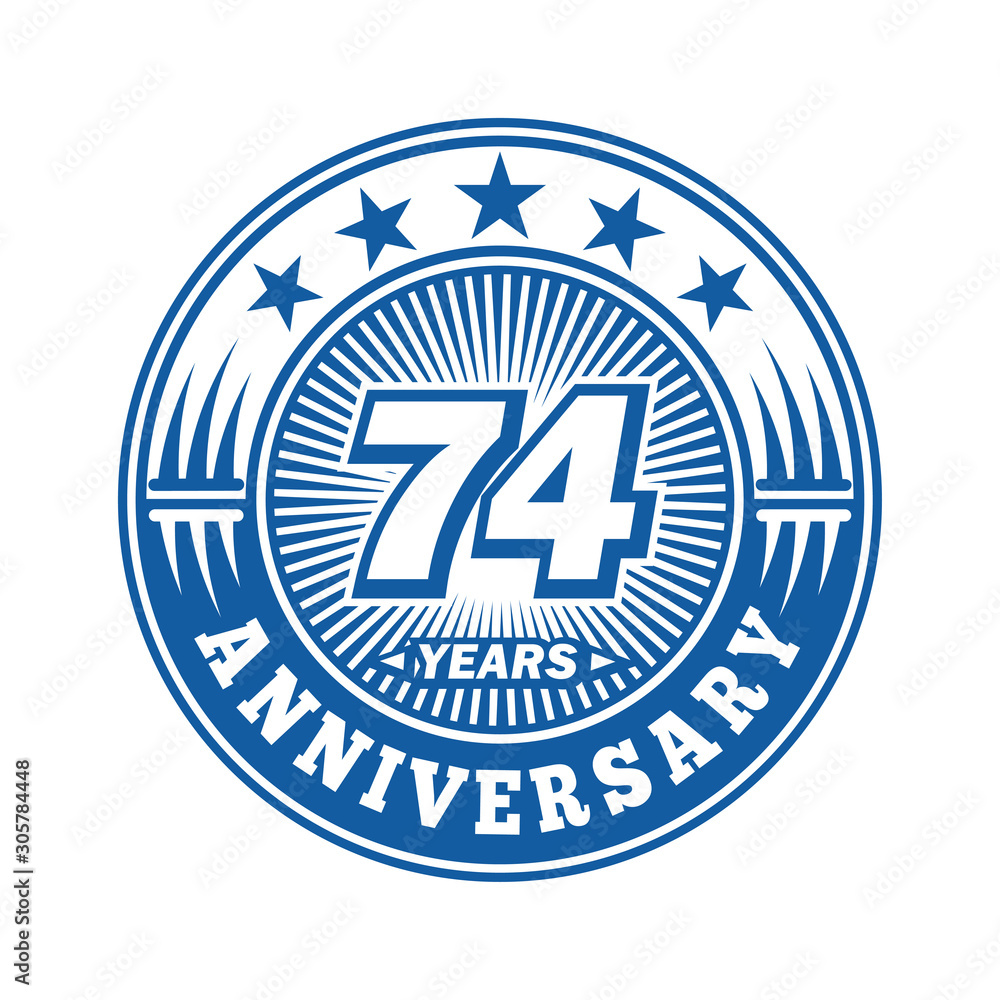 74 years logo. Seventy-four years anniversary celebration logo design. Vector and illustration.