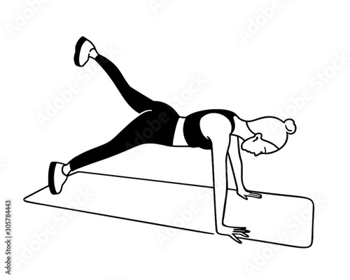 Young girl doing plank exercise