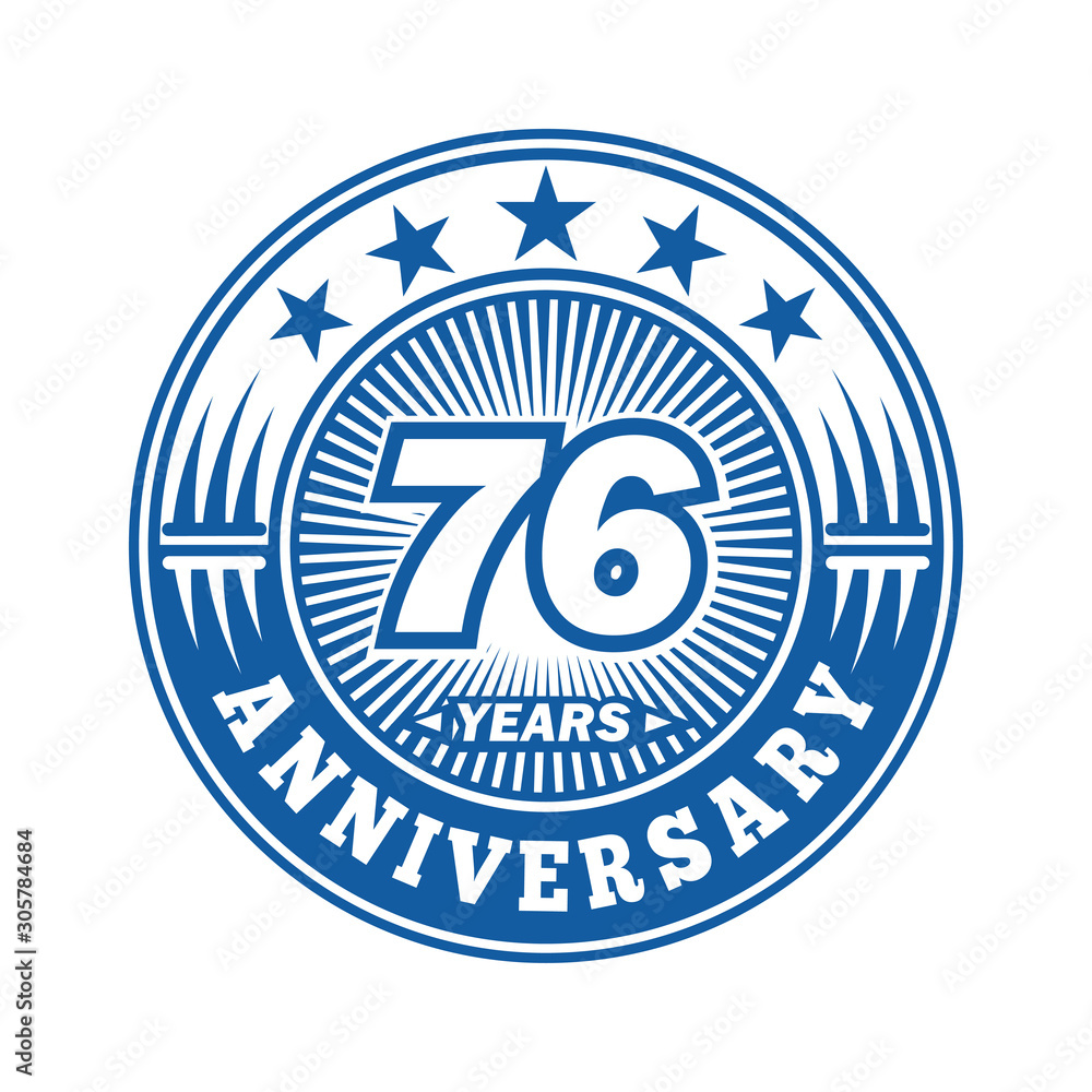76 years logo. Seventy-six years anniversary celebration logo design. Vector and illustration.