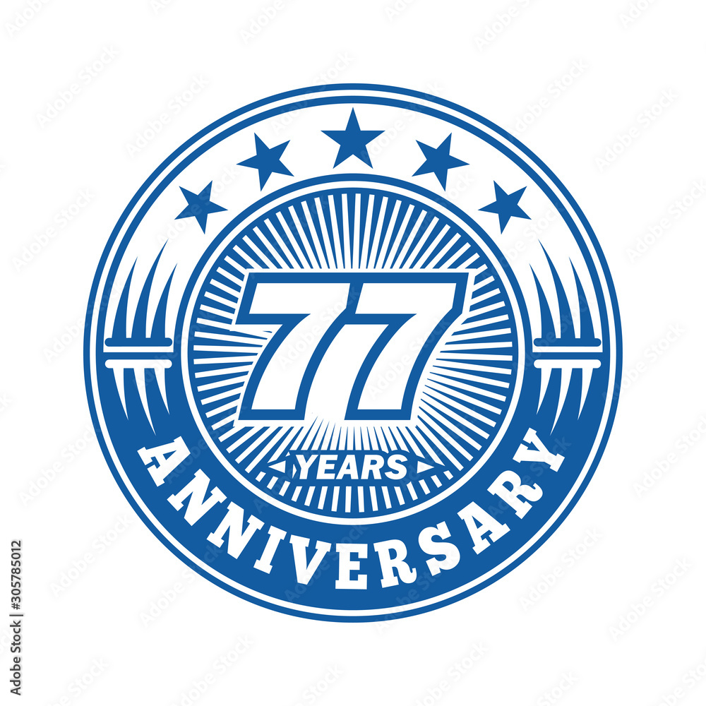 77 years logo. Seventy-seven years anniversary celebration logo design. Vector and illustration.