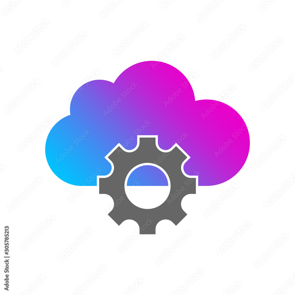 Cloud storage settings flat icon. Web hosting preferences. Cloud computing with cogwheel contour symbol. Vector isolated drawing. EPS 10 Cloud storage settings flat icon. Web hosting preferences. Cloud computing with cogwheel contour symbol. Vector isolated drawing. EPS 10