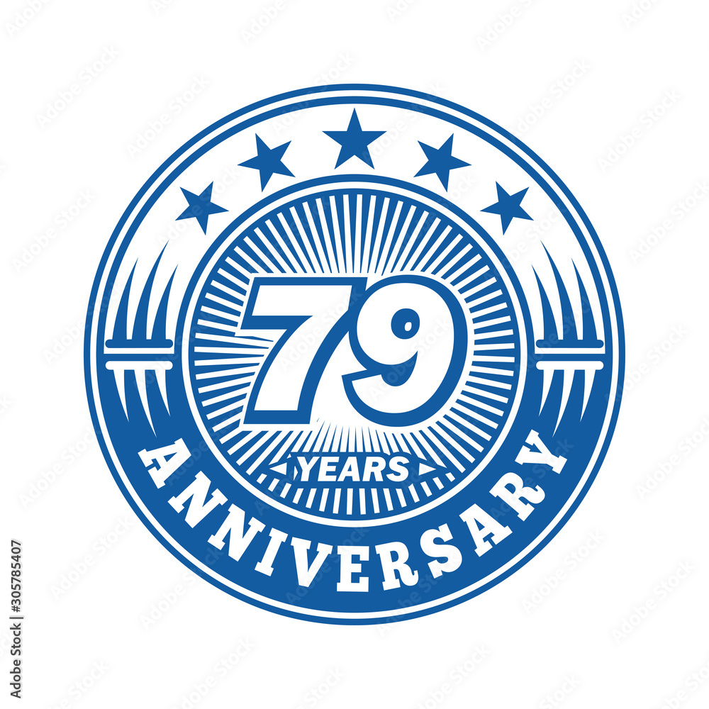 79 years logo. Seventy-nine years anniversary celebration logo design. Vector and illustration.