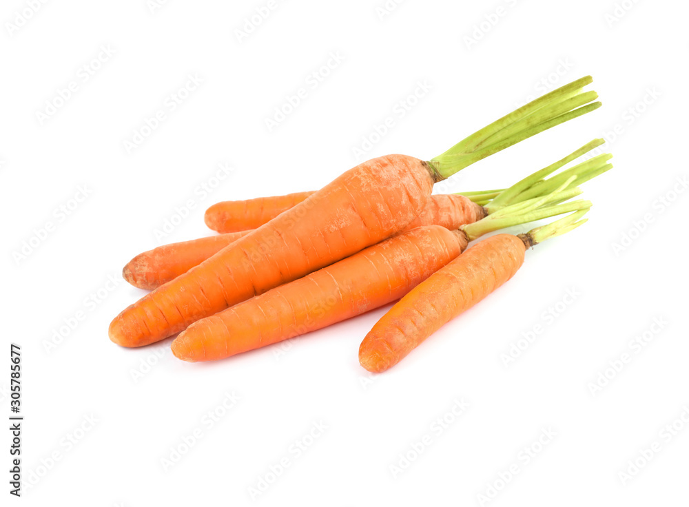 Bunch of fresh ripe carrots isolated on white Bunch of fresh ripe carrots isolated on white