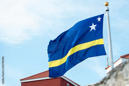 Official flag of Curacao waving photo