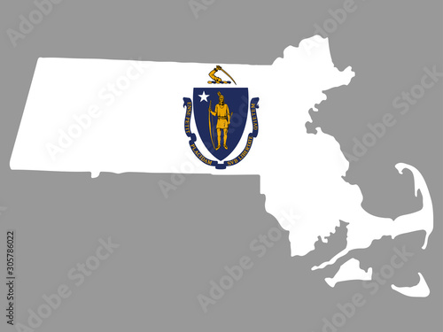 Map flag of the U.S. state of Massachusetts Vector