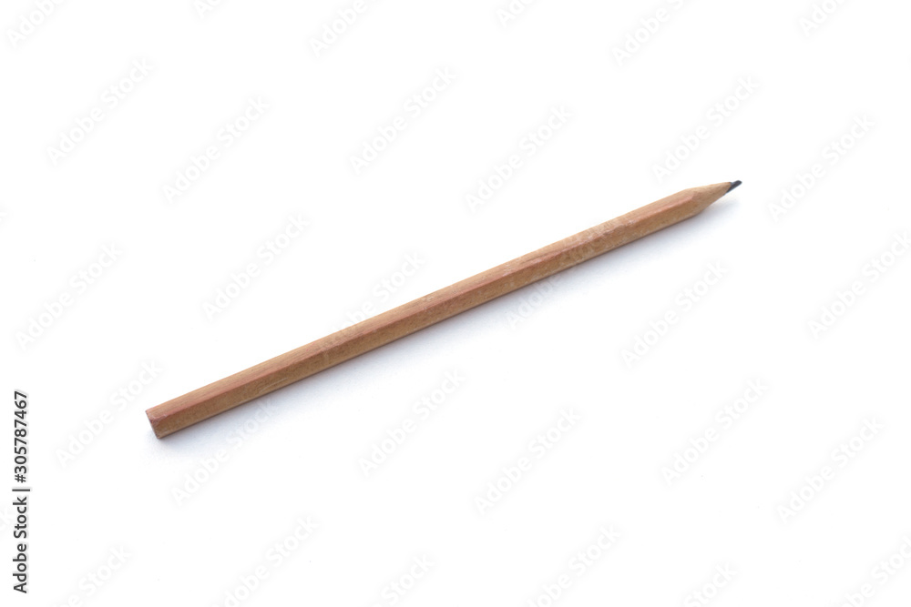 Brown pencil on white background Brown pencil on white background