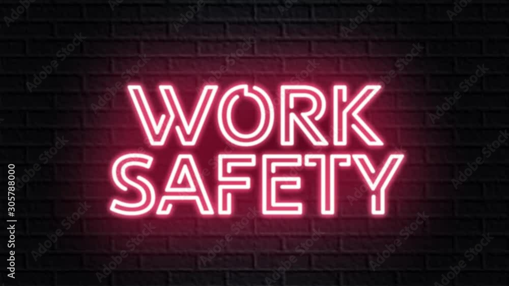 red neon video animation work safety red neon video animation work safety