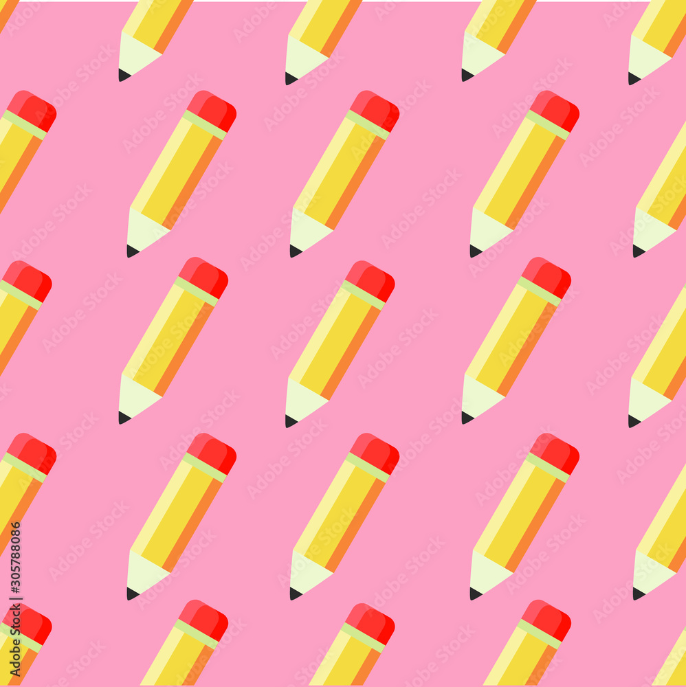 Pencil seamless pattern vector on pink background. Art supply Pencil seamless pattern vector on pink background. Art supply