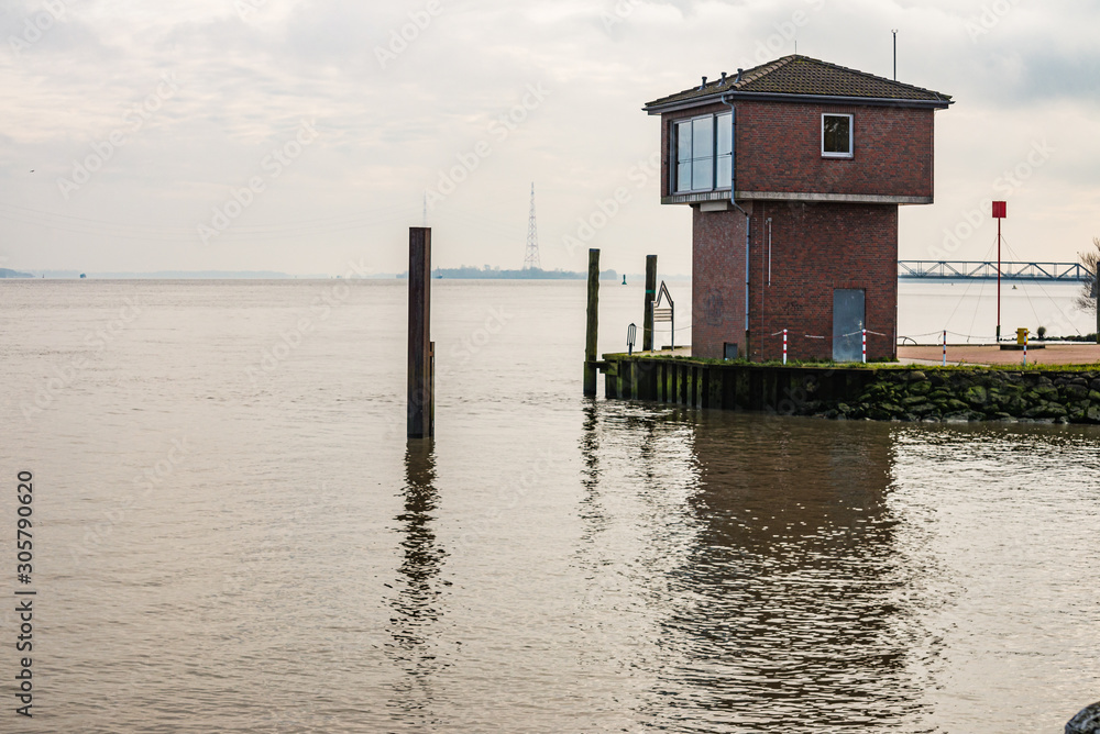 Bricked tower on the Elbe riverbank near Stade in Germany