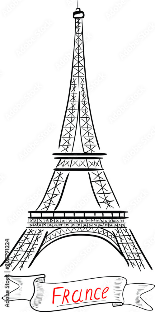eiffel tower in paris vector isolated illustration on white background . Concept for print , textile, cards , logo 