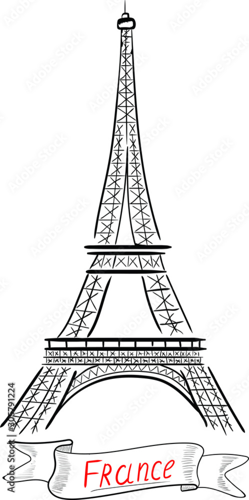 Obraz premium eiffel tower in paris vector isolated illustration on white background . Concept for print , textile, cards , logo 