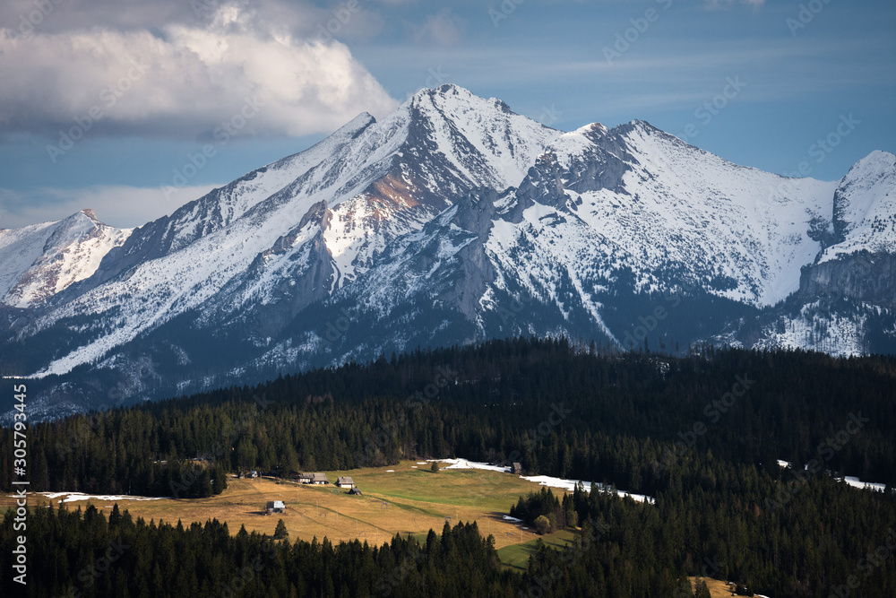 Tatra Mountain in wintertime, landscape with at snowcapped peaks of Tatra mountains Poland Zakopane