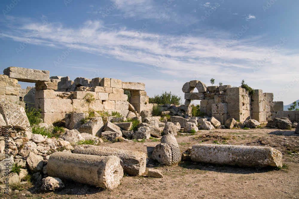 column ruins of monastery of st. simeon at samandag, hatay