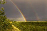 Double rainbow over Yukon river valley