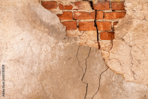 Abstract background texture of Old wall stone of a water Russian destroyed mill photo