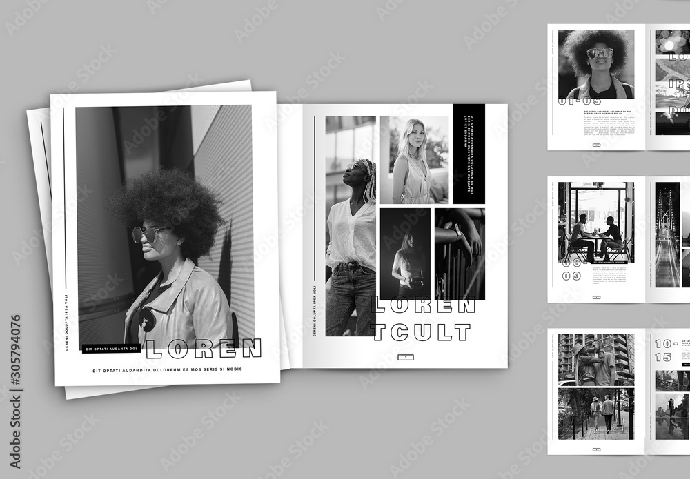 Black and White Portfolio Layout Stock Template | Adobe Stock