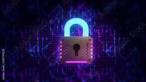 Creative Data Security Concept with Lock