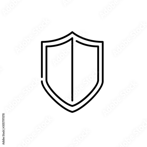 Símbolo protección. Icono plano lineal escudo en color negro