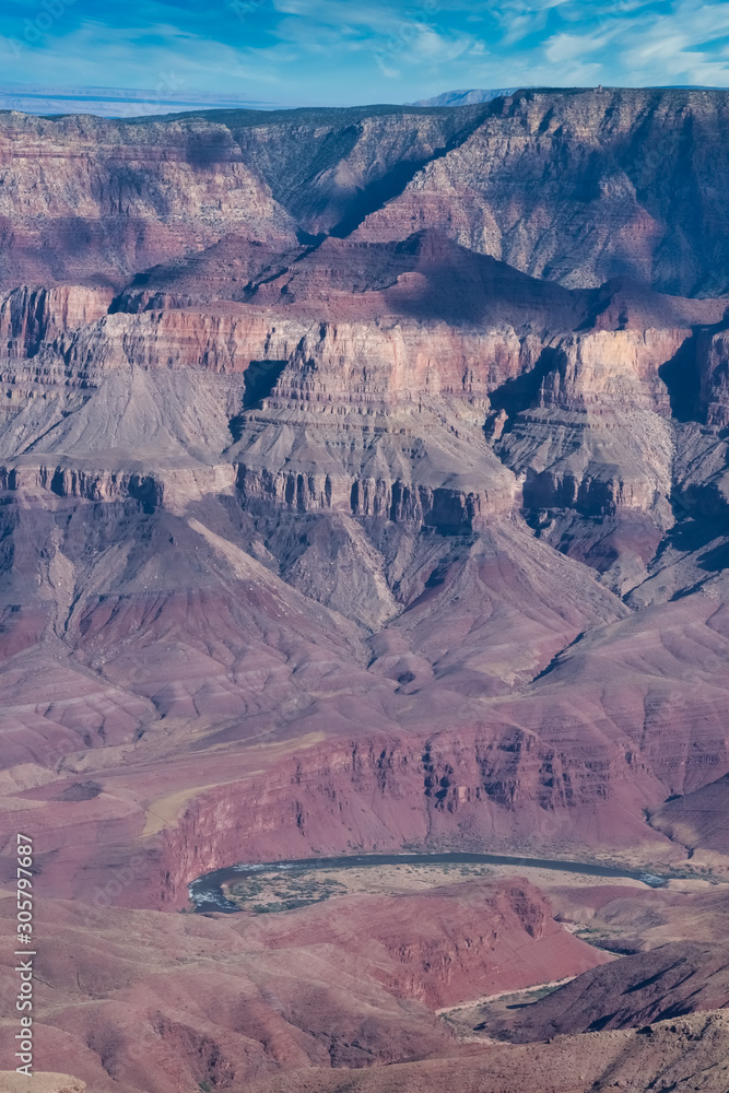 Distant view of the Colorado River from the North Rim of the Grand Canyon, Arizona, USA Distant view of the Colorado River from the North Rim of the Grand Canyon, Arizona, USA