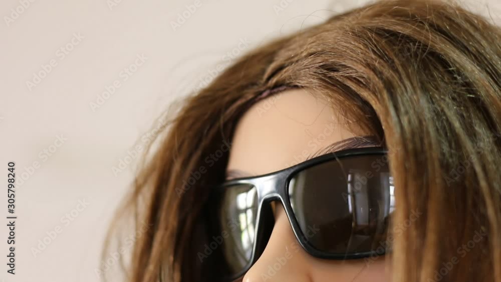 Beautiful face of a female mannequin with sunglasses Beautiful face of a female mannequin with sunglasses