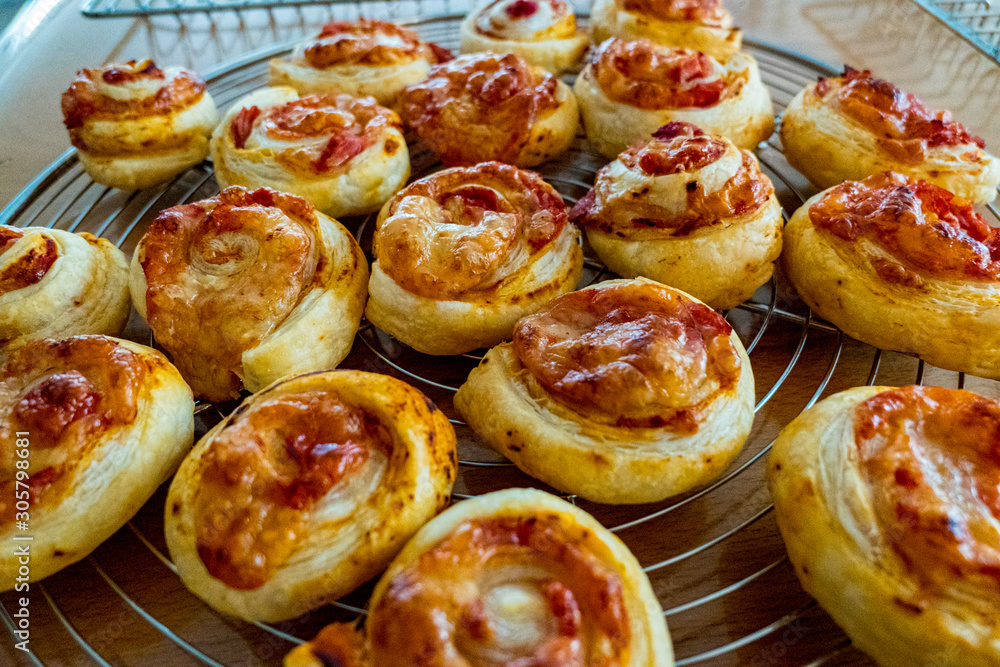 Pizza snails as a party snack for children's birthday parties