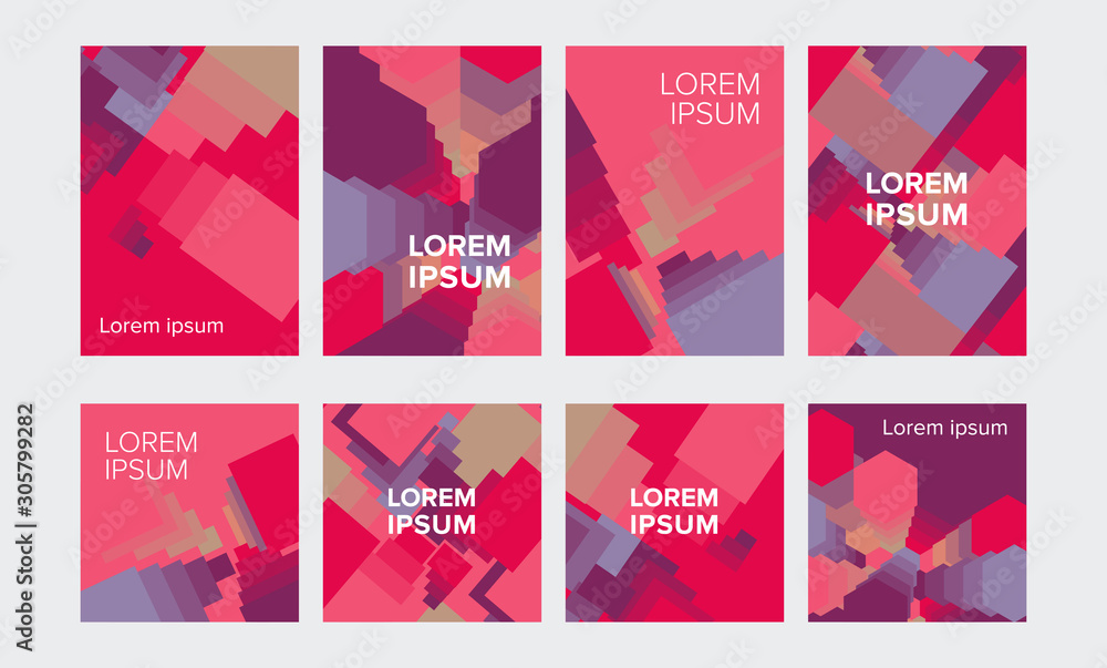 Set of colorful banners with abstract geometric background
