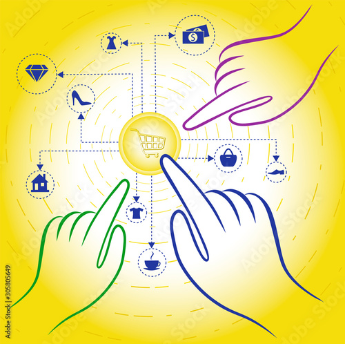 Illustration is perfect for - virtual network business, distance trading and digital transactions. Ecommerce Dropshipping. I hope you enjoy the right idea for your banner, advertisement, layout.