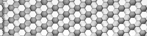 3d rendering of white geometric hexagonal abstract background. Pattern for texture of wallpapers. 3d background light honeycomb of different height. © Berk