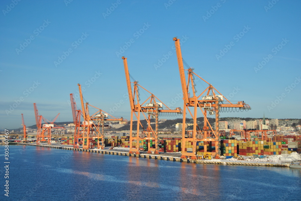 Cranes in the port, Gdynia Poland