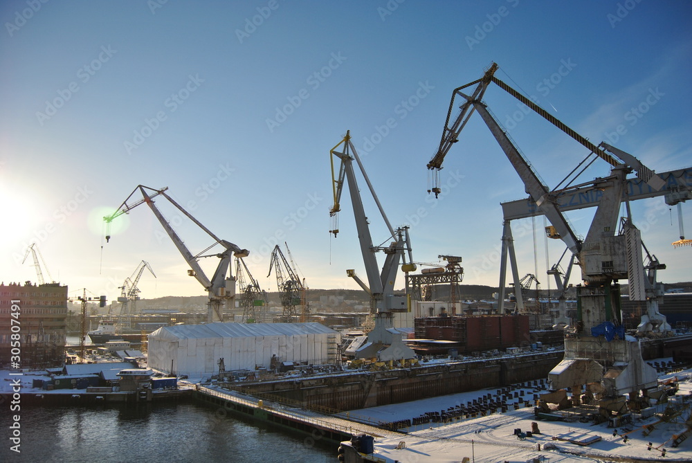 Gdynia shipyard landscape, Poland