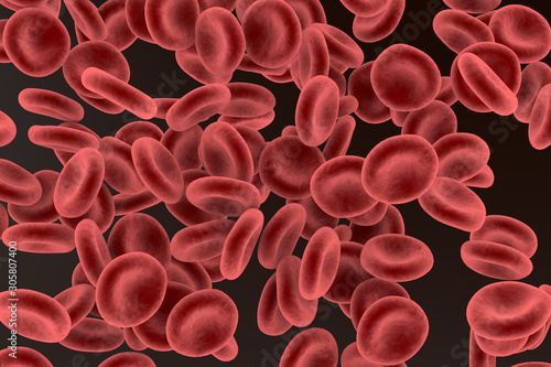 3d rendering of blood cells concept. Stack of red blood cells. Blood cancer and HIV positive concept