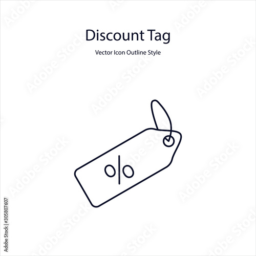 Discount Tag Vector Icon Outline Style